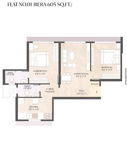 Image of 750 Sq.ft 2 BHK Apartment / Flat for sale in Triumph PSK Aura, Ghatkopar East, Mumbai for Rs. 21800000