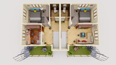 Floor Plan Image of 1135 Sq.ft 3 BHK Villa for sale in Santiniketan Bolpur-Santiniketan for Rs. 4499000