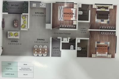 Image of 1500 Sq.ft 3 BHK Apartment / Flat for sale in Savedi, Ahmednagar for Rs. 8300000