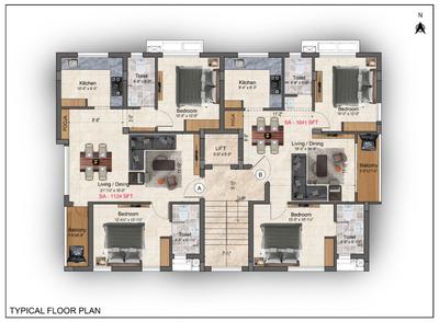 Image of 1124 Sq.ft 2 BHK Apartment / Flat for sale in West Tambaram, Chennai for Rs. 8000000