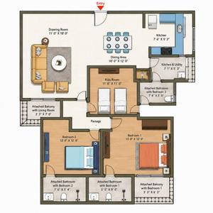 Image of 1600 Sq.ft 3 BHK Apartment / Flat for sale in Paras Tierea, Sector 137, Noida for Rs. 11800000