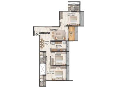 Image of 672 Sq.ft 2 BHK Apartment / Flat for sale in Bhairav Ocean Breeze, Kandivali West, Mumbai for Rs. 11100000