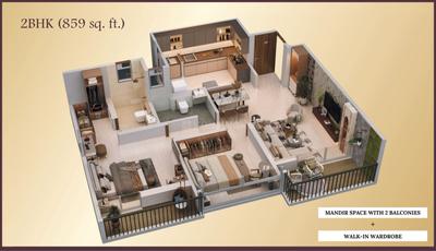 Image of 980 Sq.ft 2 BHK Apartment / Flat for sale in Legacy Ekam, Punawale, Pune for Rs. 7985000