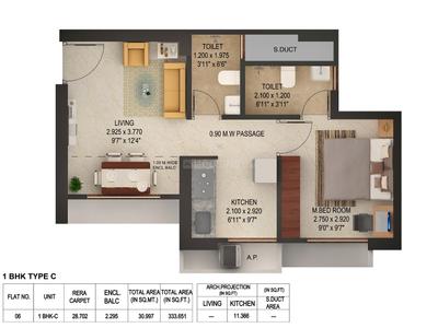 Image of 510 Sq.ft 1 BHK Apartment / Flat for sale in Puraniks Magnificent Bali, Thane West, Thane for Rs. 4500000
