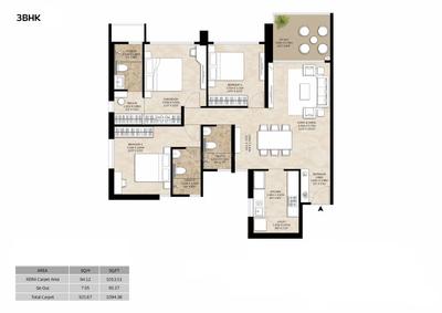Image of 950 Sq.ft 2 BHK Apartment / Flat for sale in Mahindra Citadel Phase 5, Pimpri, Pune for Rs. 10900000