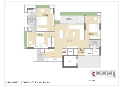 Image of 2475 Sq.ft 3 BHK Apartment / Flat for sale in Laxmi Azzaro, Gota, Ahmedabad for Rs. 12925000