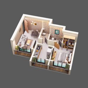 Image of 645 Sq.ft 1 BHK Apartment / Flat for sale in DS Sky Heritage, Kalyan East, Kalyan for Rs. 3999000