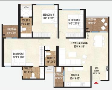 Image of 1022 Sq.ft 2 BHK Apartment / Flat for sale in Maan, Pune for Rs. 8200000
