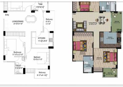 Image of 1115 Sq.ft 2 BHK Apartment / Flat for sale in Phaphamau, Allahabad for Rs. 8000000