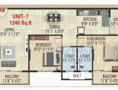 Image of 1200 Sq.ft 2 BHK Apartment / Flat for sale in SV Crescent, Arakere, Bengaluru for Rs. 13000000