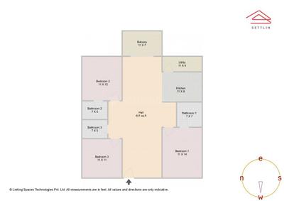Image of 1670 Sq.ft 3 BHK Apartment / Flat for sale in White Field Ville, Whitefield, Bengaluru for Rs. 22300000