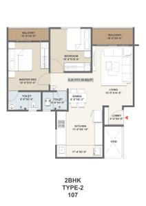 Image of 1042 Sq.ft 2 BHK Apartment / Flat for sale in Sankalp Infra Evexia Exotica, Moshi, Pune for Rs. 6000000