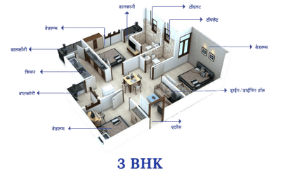 Image of 820 Sq.ft 3 BHK Apartment / Flat for sale in Elegant Vaishali Utsav, Vaishali Nagar, Jaipur for Rs. 3289000
