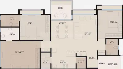 Image of 1507 Sq.ft 3 BHK Apartment / Flat for sale in Palasa, Sargasan, Gandhinagar for Rs. 14500000