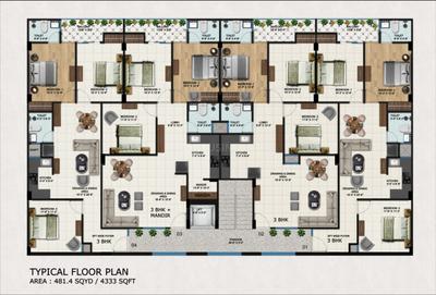 Image of 1400 Sq.ft 3 BHK Apartment / Flat for sale in RB Edifice, Noida Extension, Greater Noida for Rs. 6300000