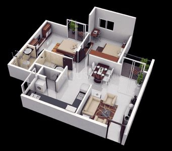 Floor Plan Image of 1260 Sq.ft 2 BHK Apartment / Flat for sale in Gateway, Santacruz West Mumbai for Rs. 35900000