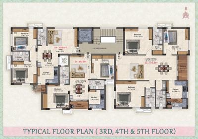 Floor Plan Image of 1028 Sq.ft 2 BHK Apartment / Flat for sale in Mylapore Chennai for Rs. 19000000