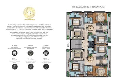 Image of 1950 Sq.ft 3 BHK Apartment / Flat for sale in Sector 117, Mohali for Rs. 14500000
