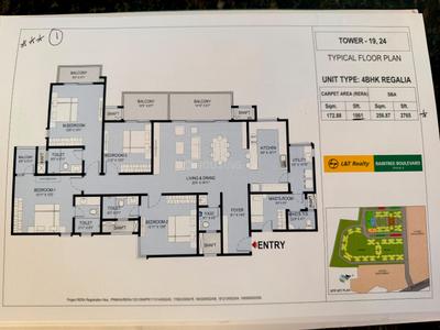Image of 2500 Sq.ft 4 BHK Apartment / Flat for sale in L And T Raintree Boulevard, Sahakara Nagar, Bengaluru for Rs. 53500000