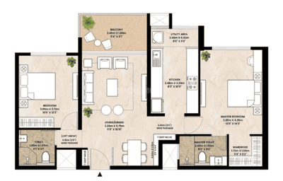 Image of 1449 Sq.ft 3 BHK Apartment / Flat for sale in Mahindra IvyLush, Wagholi, Pune for Rs. 14600000