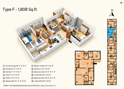 Image of 1808 Sq.ft 3 BHK Apartment / Flat for sale in Anna Nagar West, Chennai for Rs. 40000000