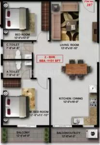 Image of 1150 Sq.ft 2 BHK Apartment / Flat for sale in Sai Brindavanam, Annapurneshwari Nagar, Bengaluru for Rs. 9500000