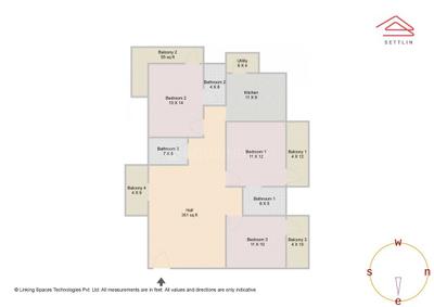 Image of 1710 Sq.ft 3 BHK Apartment / Flat for sale in Vandana Earls Court by Vandana Infra, Singasandra, Bengaluru for Rs. 13800000
