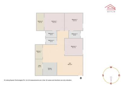 Image of 1832 Sq.ft 3 BHK Apartment / Flat for sale in Jakkur, Bengaluru for Rs. 14800000