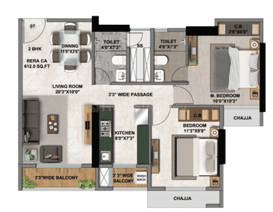 Image of 655 Sq.ft 2 BHK Apartment / Flat for sale in Larkins 315 Rio B, Thane West, Thane for Rs. 15500000