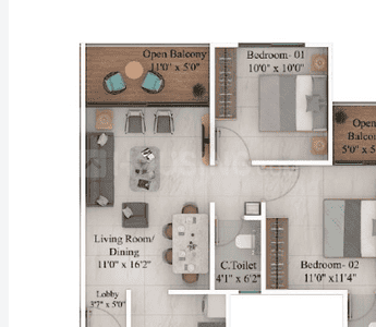 Image of 1607 Sq.ft 3 BHK Apartment / Flat for sale in Ravet, Pune for Rs. 13700000