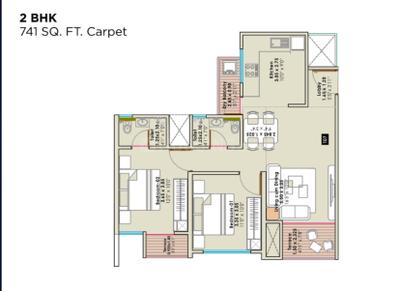 Image of 1037 Sq.ft 2 BHK Apartment / Flat for sale in Punawale, Pune for Rs. 6050000