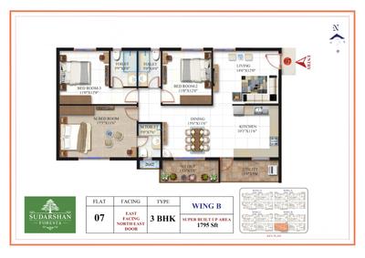 Image of 1794 Sq.ft 3 BHK Apartment / Flat for sale in Sudarshan Foresta, Thanisandra, Bengaluru for Rs. 14900000