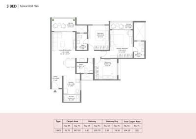 Image of 1475 Sq.ft 3 BHK Apartment / Flat for sale in Kohinoor Satori , Mahalunge, Pune for Rs. 15300000