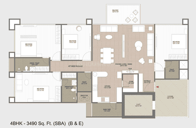 Image of 2490 Sq.ft 3 BHK Apartment / Flat for sale in Evara Tower, Gota, Ahmedabad for Rs. 15500000