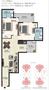 Image of 950 Sq.ft 2 BHK Apartment / Flat for sale in Suncity Avenue 76, Sector 76, Gurgaon for Rs. 8500000