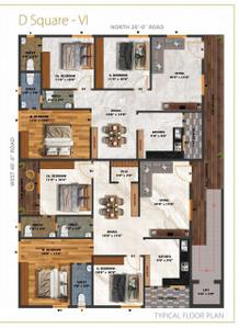 Floor Plan Image of 1400 Sq.ft 3 BHK Apartment / Flat for sale in Madhavadhara Visakhapatnam for Rs. 9400000