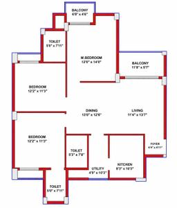 Image of 1388 Sq.ft 3 BHK Apartment / Flat for sale in Patia, Bhubaneswar for Rs. 25000000