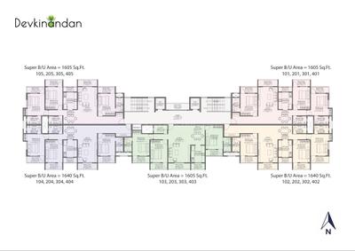 Floor Plan Image of 1605 Sq.ft 3 BHK Apartment / Flat for sale in Morabadi Ranchi for Rs. 7672000