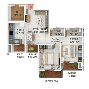 Image of 1111 Sq.ft 2 BHK Apartment / Flat for sale in Gokul Greens, Mankapur, Nagpur for Rs. 5100000