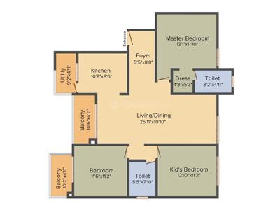 Image of 1273 Sq.ft 3 BHK Apartment / Flat for sale in 22 And Crest, Yeswanthpur, Bengaluru for Rs. 25000000