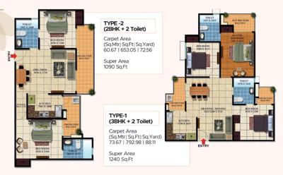 Image of 1089 Sq.ft 2 BHK Apartment / Flat for sale in SVP Gulmohur Garden Utopia The Nest, Raj Nagar Extension, Ghaziabad for Rs. 9256500