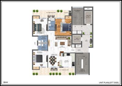 Image of 1950 Sq.ft 3 BHK Apartment / Flat for sale in Singhpura, Zirakpur for Rs. 9775000