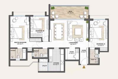 Image of 1650 Sq.ft 3 BHK Apartment / Flat for sale in Kharadi, Pune for Rs. 18500000