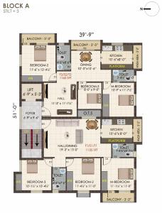 Image of 1155 Sq.ft 3 BHK Apartment / Flat for sale in Pallikaranai, Chennai for Rs. 8662500