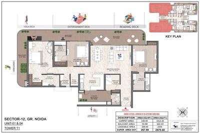 Image of 2875 Sq.ft 3 BHK Apartment / Flat for sale in Ashtech Presidential Towers, Noida Extension, Greater Noida for Rs. 38094000