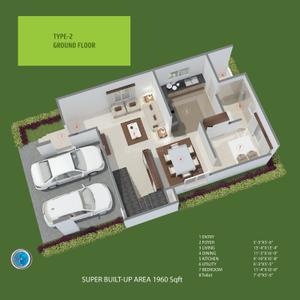 Floor Plan Image of 1960 Sq.ft 4 BHK Villa for rent in Aratt Amora, Electronic City Bengaluru for Rs. 28500