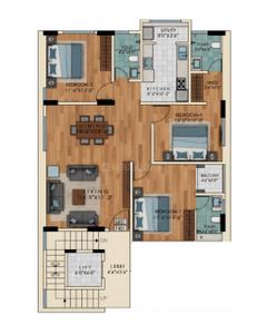 Image of 1470 Sq.ft 3 BHK Apartment / Flat for sale in Cooke Town, Bengaluru for Rs. 18000000