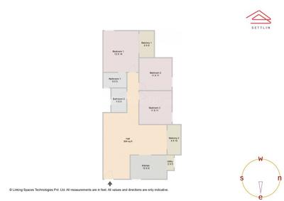 Image of 1430 Sq.ft 3 BHK Apartment / Flat for sale in Assetz 63 Degree East Tower B by Assetz Property Group, Kodathi, Bengaluru for Rs. 18600000