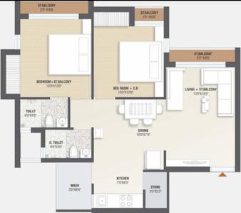 Image of 765 Sq.ft 2 BHK Apartment / Flat for sale in Aashutosh Iskcon Ambito, Mavdi, Rajkot for Rs. 4500000