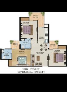 Image of 1074 Sq.ft 3 BHK Apartment / Flat for sale in Migsun Vilaasa, Eta II, Greater Noida for Rs. 8500000